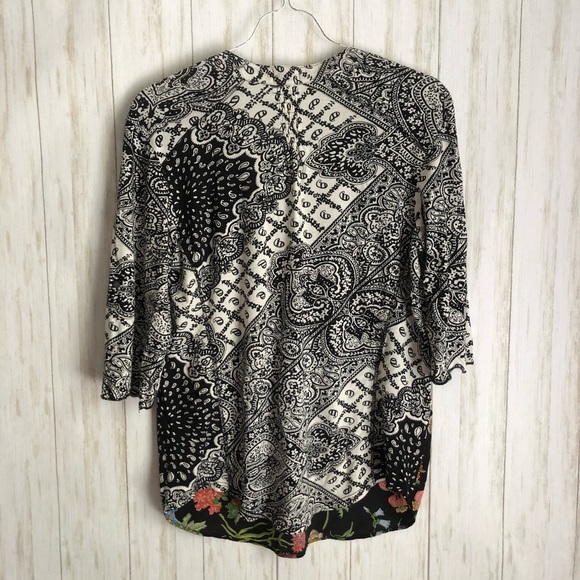 anthropologie tiny Black Floral Paisley Lacona Top - Picture 7 of 8